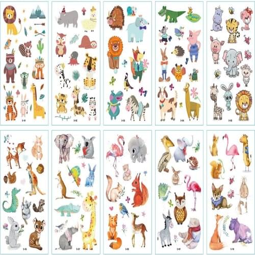 10pcs Forest Animals Temporary Sticker For Kids Children Jungle Safari Theme Birthday Party Decoration Removable Fake Tattoo
