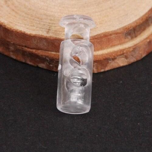 200 Clear Plastic Stopper Toggle Buckle Rope Clamp Cord Locks Drawstring Stops End Button Fastener Sew On Applique Bags/NK223