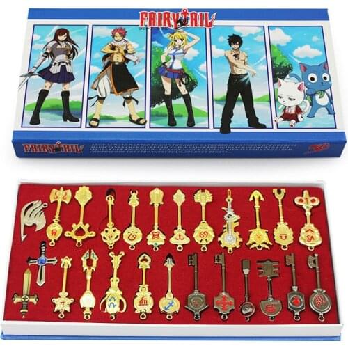 25pcs/set 6cm Fairy Tail Lucy Cosplay Keychain Scale & Free Pink Tattoo Heartfilia Sign of the Zodiac Gold Keyrings