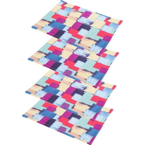4 Pcs Abstract Pattern Placemat Coasters Cup Dish Gl Table Mat Insulation Pad Kitchen Accessories Decoration