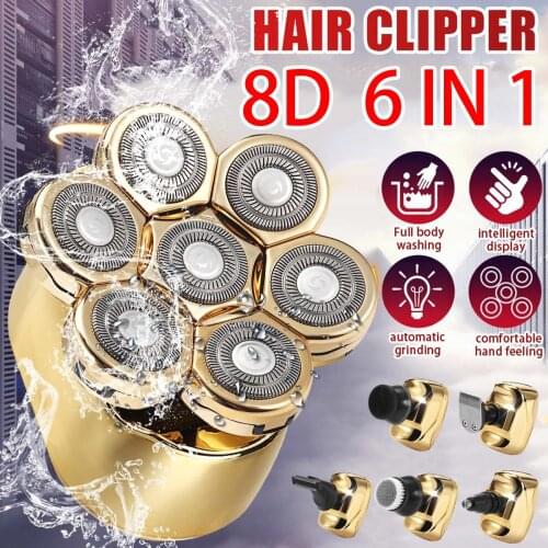 6 in 1 Rechargeable Electric Shavers 7 Floating Heads Blades Electric Shaver Grooming Kit Electric Razor Hair Trimmer For Men