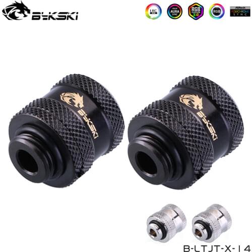 Bykski Black Silver G1/4" 14mm Hard Tube RGB Fittings ,Water Cooling Adapter 4 layer Sealing ,Sync Motherboard,B-LTJT-X