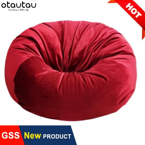 OTAUTAU Big XXL Bean Bag Covers No Stuffed Velvet Beanbag Sofa Bed Chair Pouf Ottoman Futon Adults Kids Relax Lounge Furniture