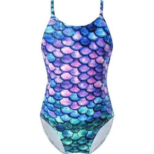 Kids Girls Mermaid Swimwear Colorful Fish Scales Print Tankini Bikini Suit Sleeveless One Piece Swimsuit Bathing Suit Beachwear