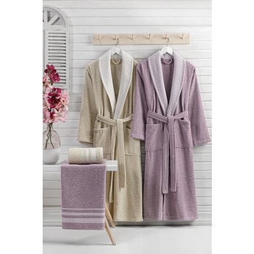 Robe Set Bathrobe Men Women Bathroom 100% Cotton 2/4 pcs Bath Towel Thick Warm Sleep War Autumn Winter nightgown Casual Turkey