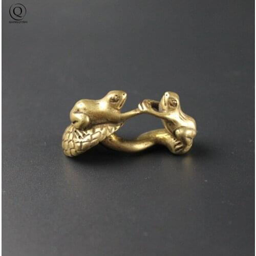 Brass Vintage Love Frog Keychain Pendants for Necklace DIY Keyring Accessories Copper Animal Key Chain Hanging Fashion Jewelry