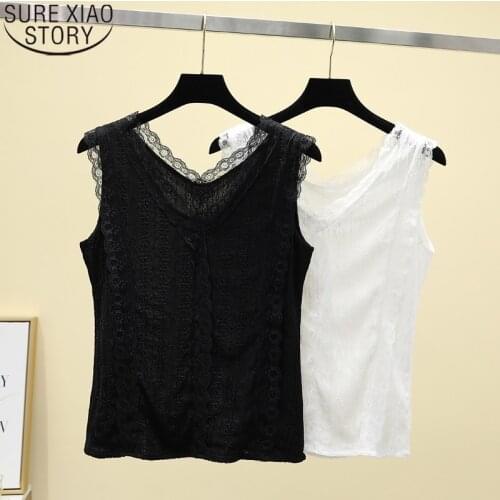 Summer Lace Vest Women Tank Top Camisole 2021 New Womens Plus Size Clothing Loose Strapless V-neck Sleeveless Tops Blusas 14734