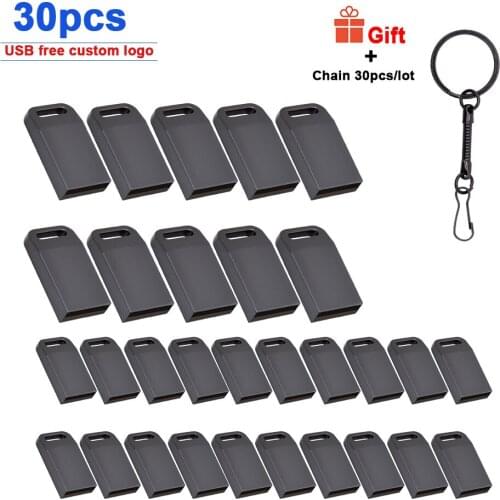 Mini 30pcs free logo USB 2.0 Flash Drive Metal Pen Drive 64GB 32GB16GB 4GB High Speed Memory Stick Pendrive 16gb Flash Drive USB