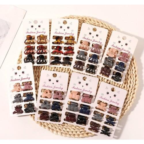 Multiple Styles New Fashion Small Leopard Acrylic Stripe Flowers Geometry Hairpin Barrette for Women Girl Accessories Headwear
