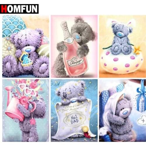 HOMFUN 3D Diamond Painting "Cartoon bear landscape" DIY Full Rhinestones Drill Cross-stitch Kits Square Round Diamond Embroidery