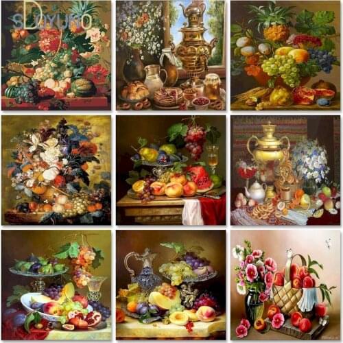 SDOYUNO Frame Diy Painting By Numbers Abstract Fruit Coloring By Numbers Handpainted Acrylic Canvas Paint WALL DECOR PICTUR Arts