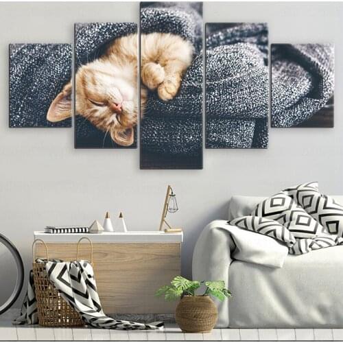 Wall Art Canvas Poster and Print Canvas Painting Decorative cat Pictures for Living Room Home Decor frame