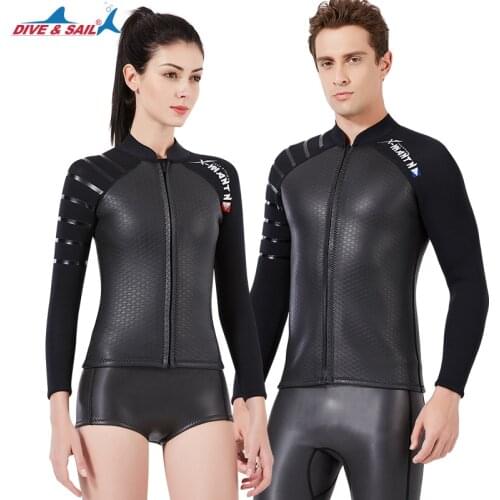 Womens Mens 1.5mm/2mm/3mm Neoprene Wetsuit Top Jacket Shirt Smooth Skin