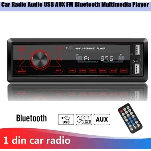 Novel-12V Car Radio Audio USB AUX FM Bluetooth 7 Colors Auto Stereo USB MP3 Multimedia Player