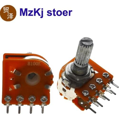 1PCS Hot New WH148-20MM 50KBX2 100KBX2 16 Type Sound Volume potentiometer double 8 Feet with Center Tap B50K 50K 100K For RH2702