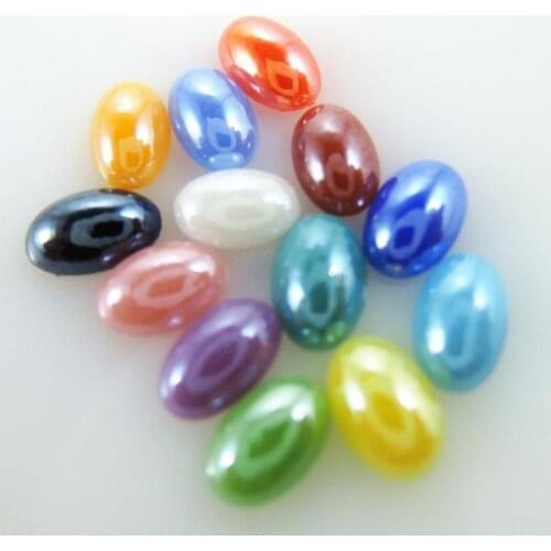 Mulit Colors 4*6mm 8*10mm oval Glass Flat Back Cabochon Half Craft Beads Diy Jewelry Nail Art Phone Decor Scrapbooking HA-40