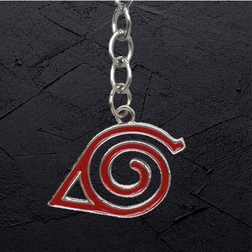 Red Enamel Leaf Keychain Necklace Konoha-Village-Symbal Uzumaki-Uchiha-Akatsuki-Ninja Pendant Cosplay Anime Jewelry Men Women