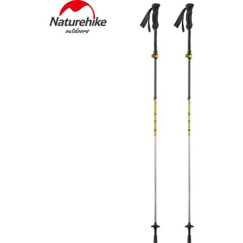 NatureHike 1 Pcs 5 Sections Carbon Fiber Portable Ultralight Adjustable Walking Sticks Camping Trekking Poles Hiking Stick