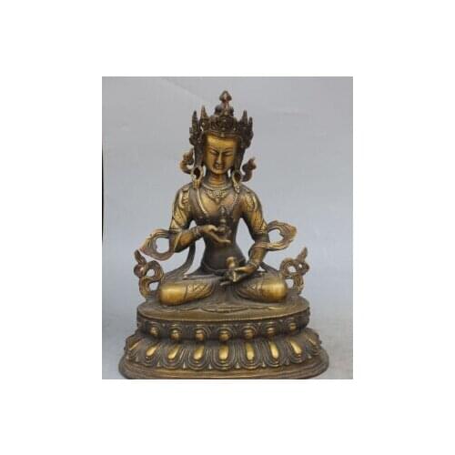 RHS0009 13" Chinese Tibetan Bronze Lotus Vajradhara Vajrabhairava Goddess Buddha Statue
