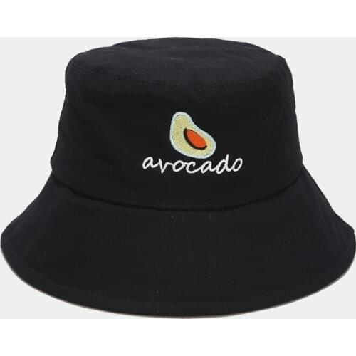 Fishing Avocado Hat For Women Wide Brim Embroidery Fruit Bucket Hat Spring Winter Travel Panama Fruit Men Fishermen Sun Cap