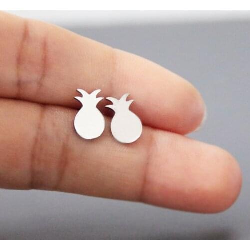 1Pair Simple Pineapple Earring Stainless Steel Earrings Studs Fashion Tiny Fruit Ear Jewelry Lucky Gift For Women Girls Kids