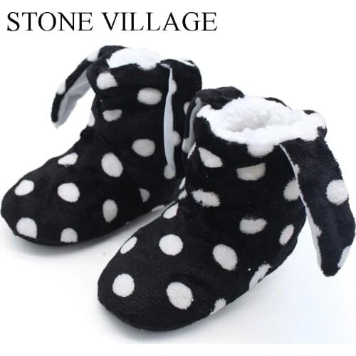STONE VILLAGEPolka Dot Girls Slippers Soft Warm Plush Boy Slippers 2-7Year Old Kids Slippers Indoor Boots Home Slippers Shoes