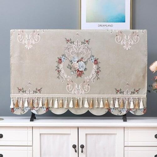 European-Style Fabric LCD TV Cover Dust Cover 55-Inch 65 Desktop Hanging Universal TV Cabinet Tablecloth Cover Towel