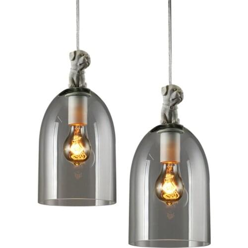 Vintage Industrial Pendant Light Puppy Designer Glass Lamp Shade E27 Hanging Lamp Holder Loft Bar Coffee Fixture Lighting PL520