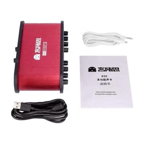 XOX K50 External Sound Card Desktop USB Computer Laptop Microphone Karaoke Boradcast Equipment