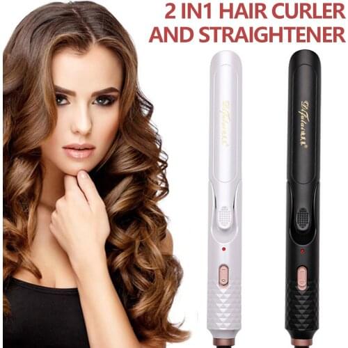 Hair Straightener Curler Portable Negative Ion Ceramic Hair Curling Flat Iron Wand Roller Tool for Women Girls Gift