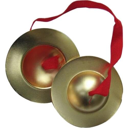 1 Pair Copper Cymbal Hand Percussion Instruments Traditional Chinese Gong with Finger Rope Musical Toys