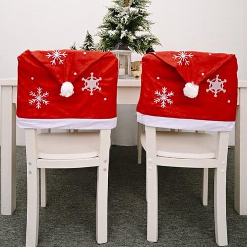 1PC Christmas Chair Covers Santa Claus Hat Christmas Dinner Chair Back Covers Table Party Decor New Year Party Supplies