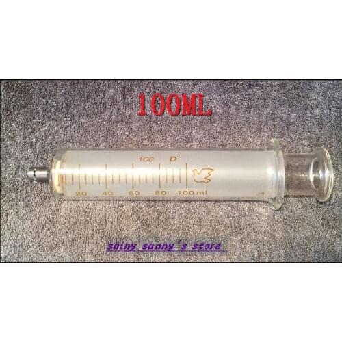 1Pcs 100ml Glass Syringe Luer Lock Head Glass Injector Glass Sampler Brand New