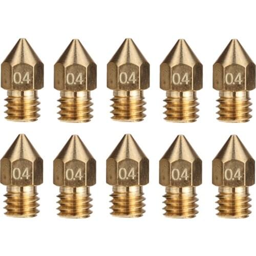 10pcs 3D Printer Nozzles MK8 Extruder Nozzle Extruder Print Head 1.75mm Filament for 3D CR-10 Ender 3