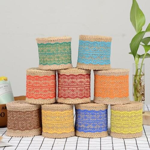 2Meter/Lot 6cm Natural Jute Burlap Ribbon Rustic Vintage Wedding Decor Hessian Lace Jute Roll Merry Christmas Party Y2021043003