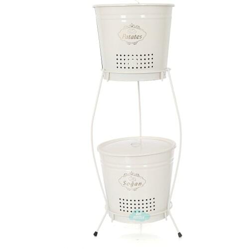 2 layer Large Metal Potato Onion Bucket Taper White Place has been designed in a row for kaplamaması. FRONT VISUAL CHANGEABLE