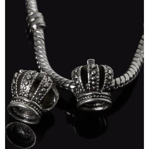 20pcs/lot New Style 10pcs 9*12*11mm Silver Plated Imperial crown Big Hole European Beads Charm Fit Bracelet DIY Handmade Jewelry