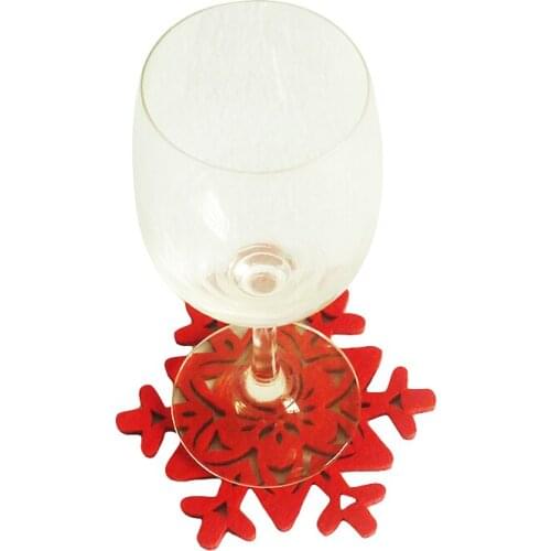 Christmas 4Pcs Snowflake Shaped Cup Mat Coaster Anti-Skid Table Placemat Xmas Holiday Decoration Anti-slip Table Bottle Mat