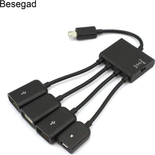 4 in 1 Micro USB OTG Power Multi-Function Male to Female HUB Charging Host Cable Adapter for Android Phone Tablet Samsung Galaxy