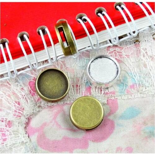 40pcs 12mm Inner Size Antique Bronze And Antique Silver Plated Hole beads Style Cabochon Base Cameo Setting Charms Pendant