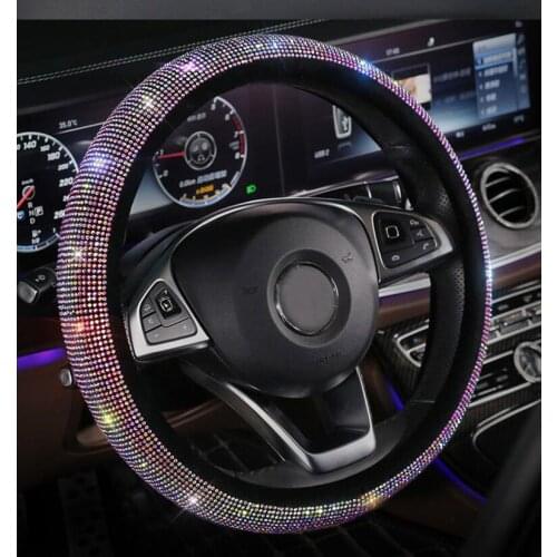 5PCS/Set Diamond Car Seat Belt Shoulder Pads Cover Hand Brake Set steering wheel Covers For Ladies Bling Bling Car Accessories