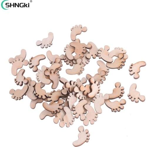 50Pcs Wooden Baby Feet shapes Laser Cut MDF Blank Embellishments Craft