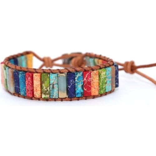 7 Chakra Bracelets Handmade Colorful Bracelet Chakra Beads Stone Leather Wrap Bangle Jewelry Gifts TT@88