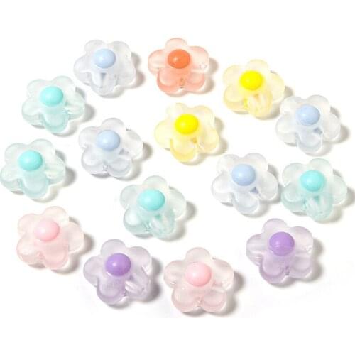 50pcs 12mm Acrylic Flowers Beads Clear Matte Spacers Loose Beads in Beads for Jewelry Making DIY Bracelet Earring Accessories