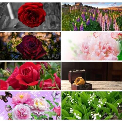 5D DIY Diamond Painting Stickers Decorative Wallpaper Rhinestone Mosaic Cross Stitch Diamond Pattern Diamond Embroidery Flower