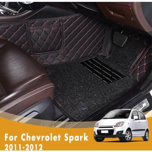 RHD Car Floor Mats For Chevrolet Spark 2012 2011 Luxury Double Layer Wire Loop Foot Pads Car Accessories Interior Carpet Covers