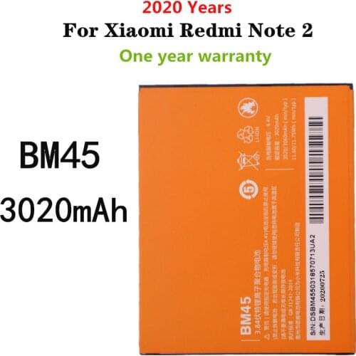 BM45 Replacement Battery For Xiaomi Redmi Note 2 Redrice note2 Phone Battery 3020mAh High Capacity Batteries
