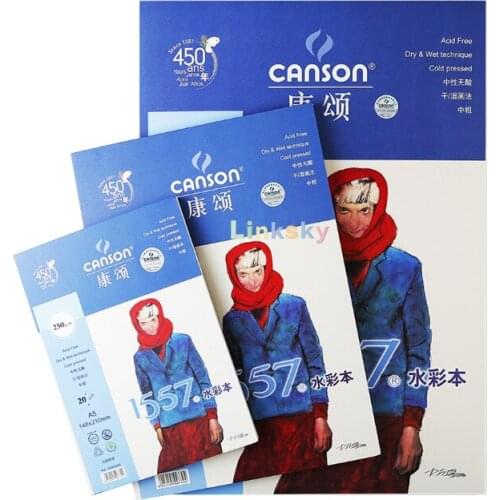 Canson 1557 Professional 300/250 g/m2 20Sheet Watercolor Paper Water Color Book For Drawing Painting Art Supplies Stationery