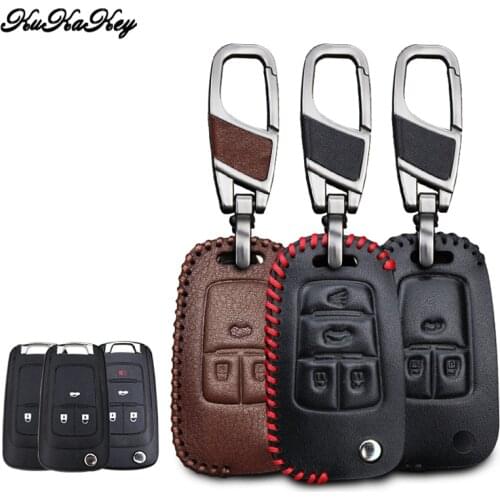KUKAKEY Genuine Leather Car Key Case For Chevrolet CRUZE CAPTIVA CHEVY XL EPICA Camaro AVEO CAVALIER Sail Key Cover Holder