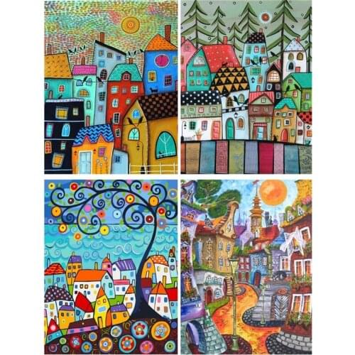 DIY Painting By Numbers Abstract house Frame Kit Oil Coloring By Numbers Wall Art Picture Acrylic Paintings On Canvas Home Decor